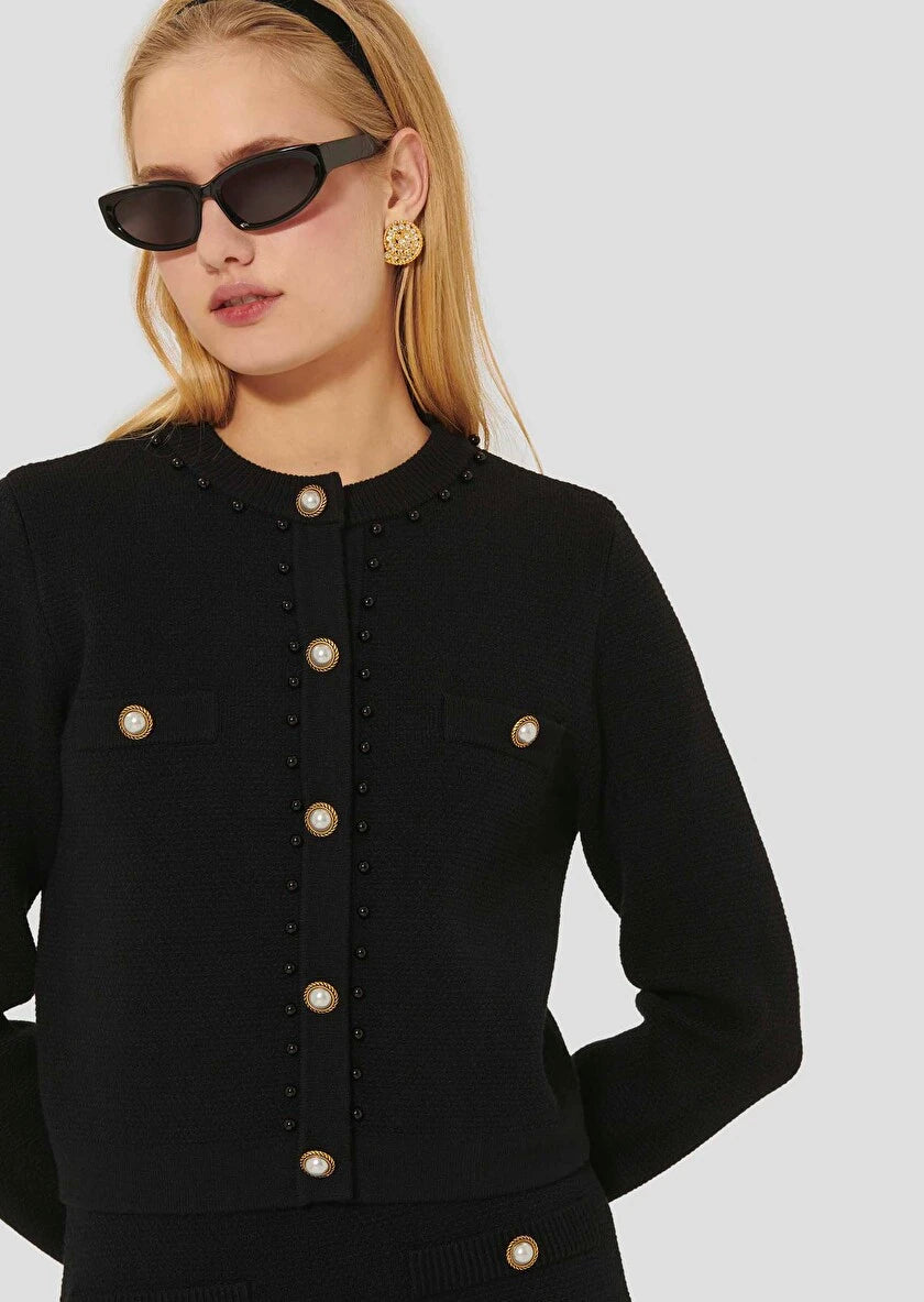 Guetty Black Knit Cardigan