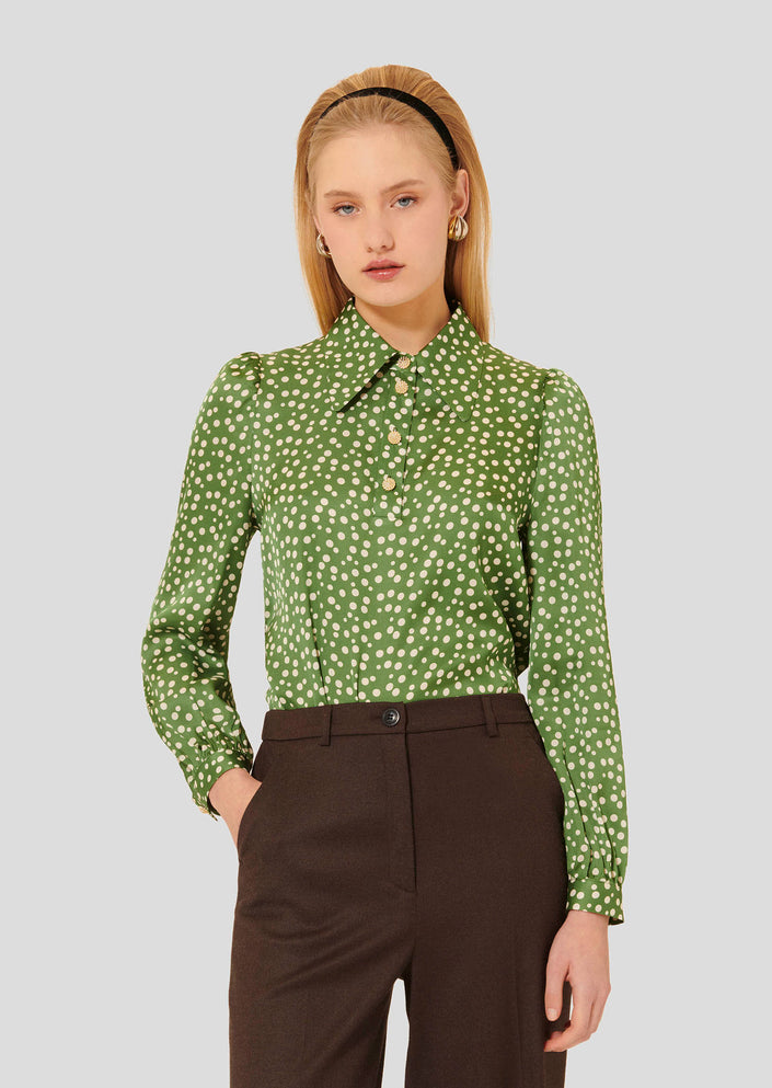 Tonio Green with White Polka Dots Top