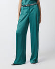 Green Tailored Satin Trousers