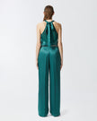 Green Tailored Satin Trousers