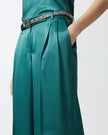 Green Tailored Satin Trousers