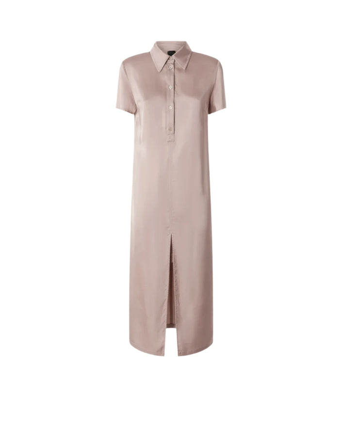 Washed Satin Midi Polo Dress