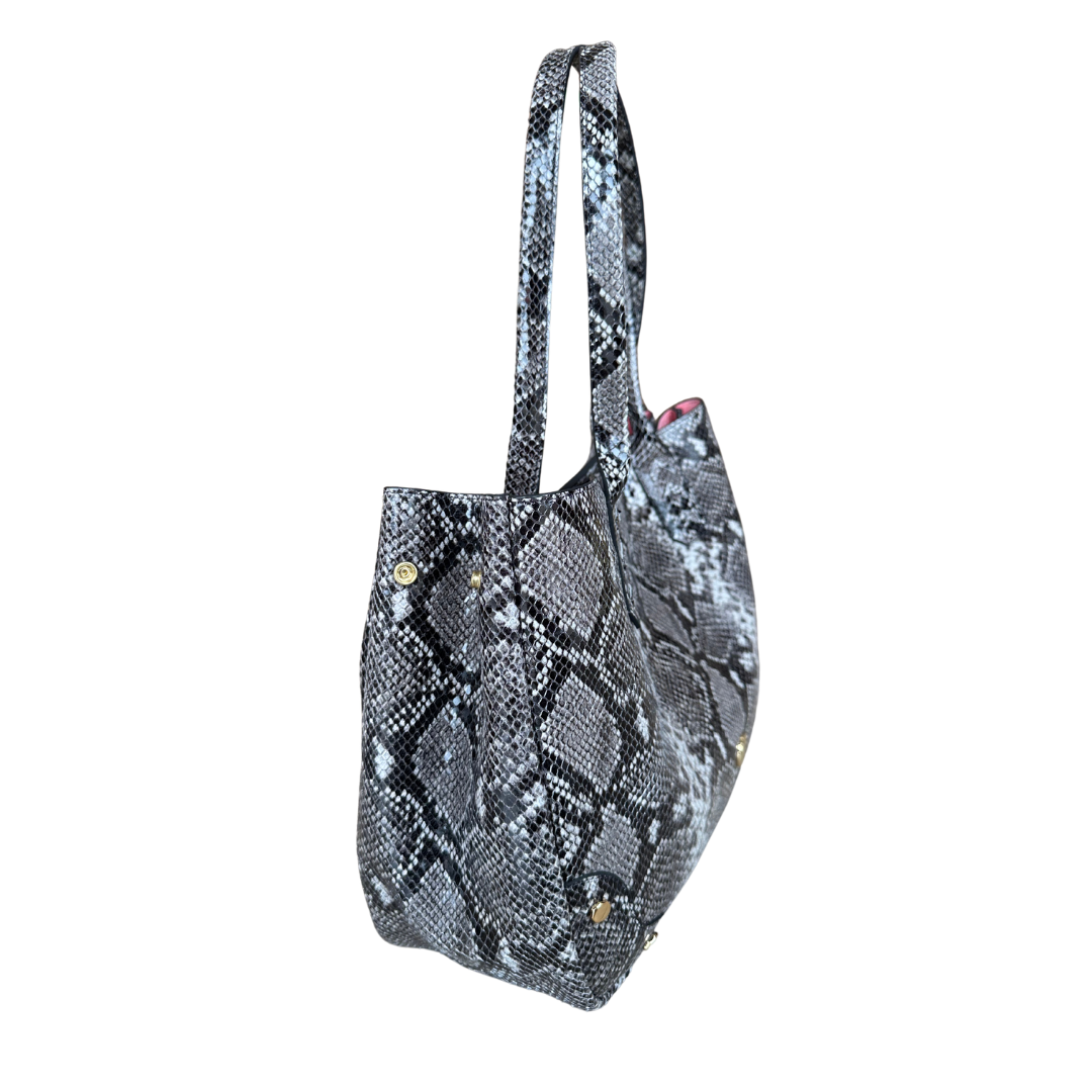 Tammy Tote- Tonal Grey Python