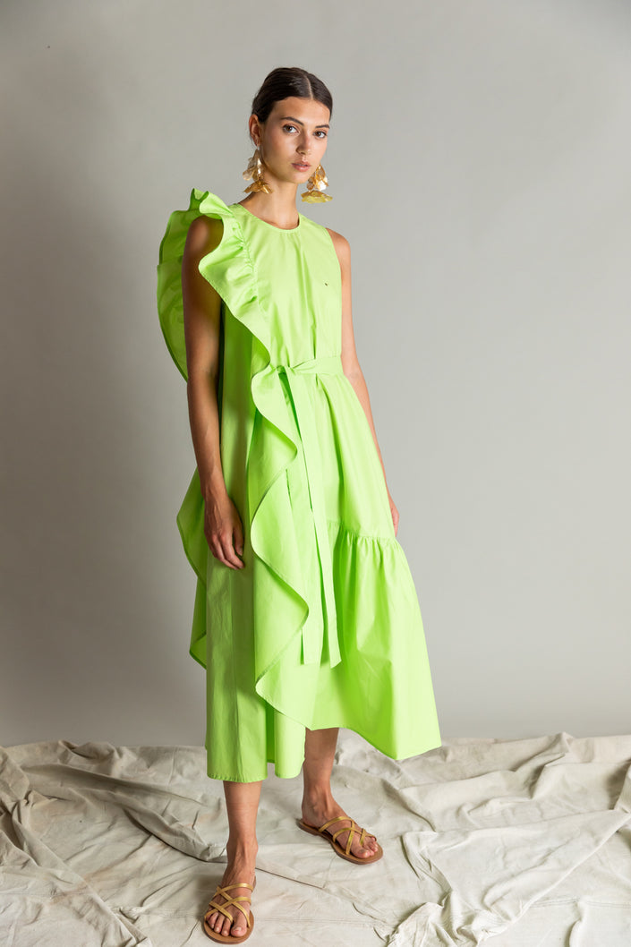 Melon Poplin Long Dress