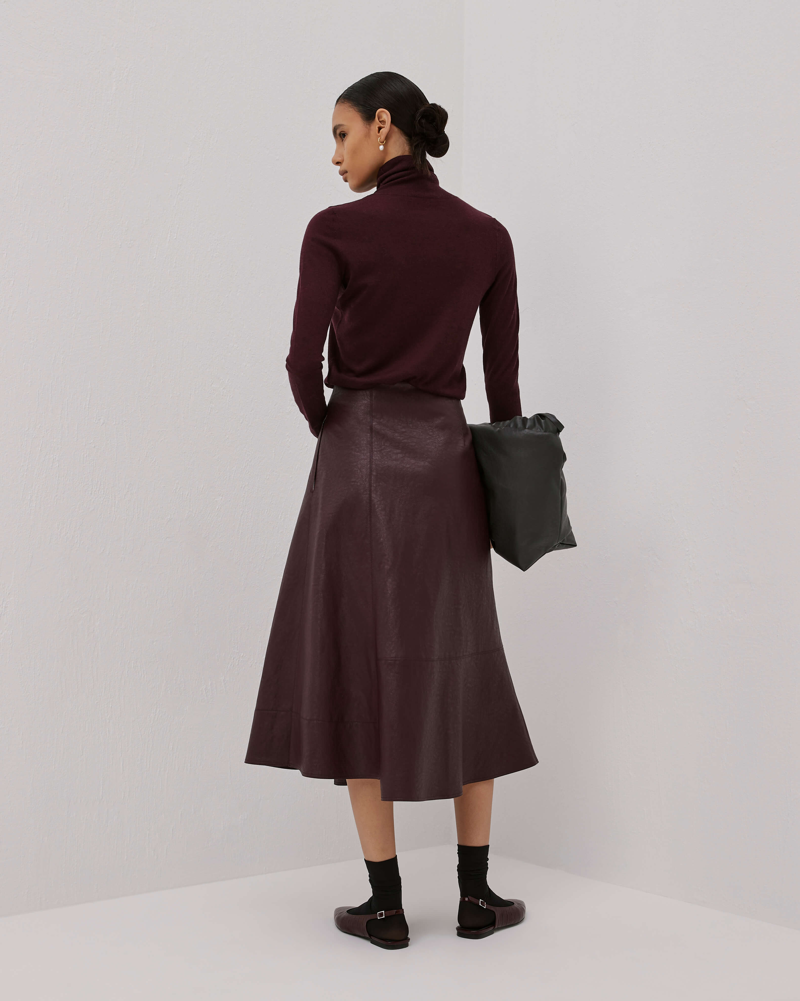 Flared Eco-Leather Skirt