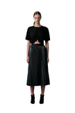 Pleats To Meet You Black Vegan Leather Skirt