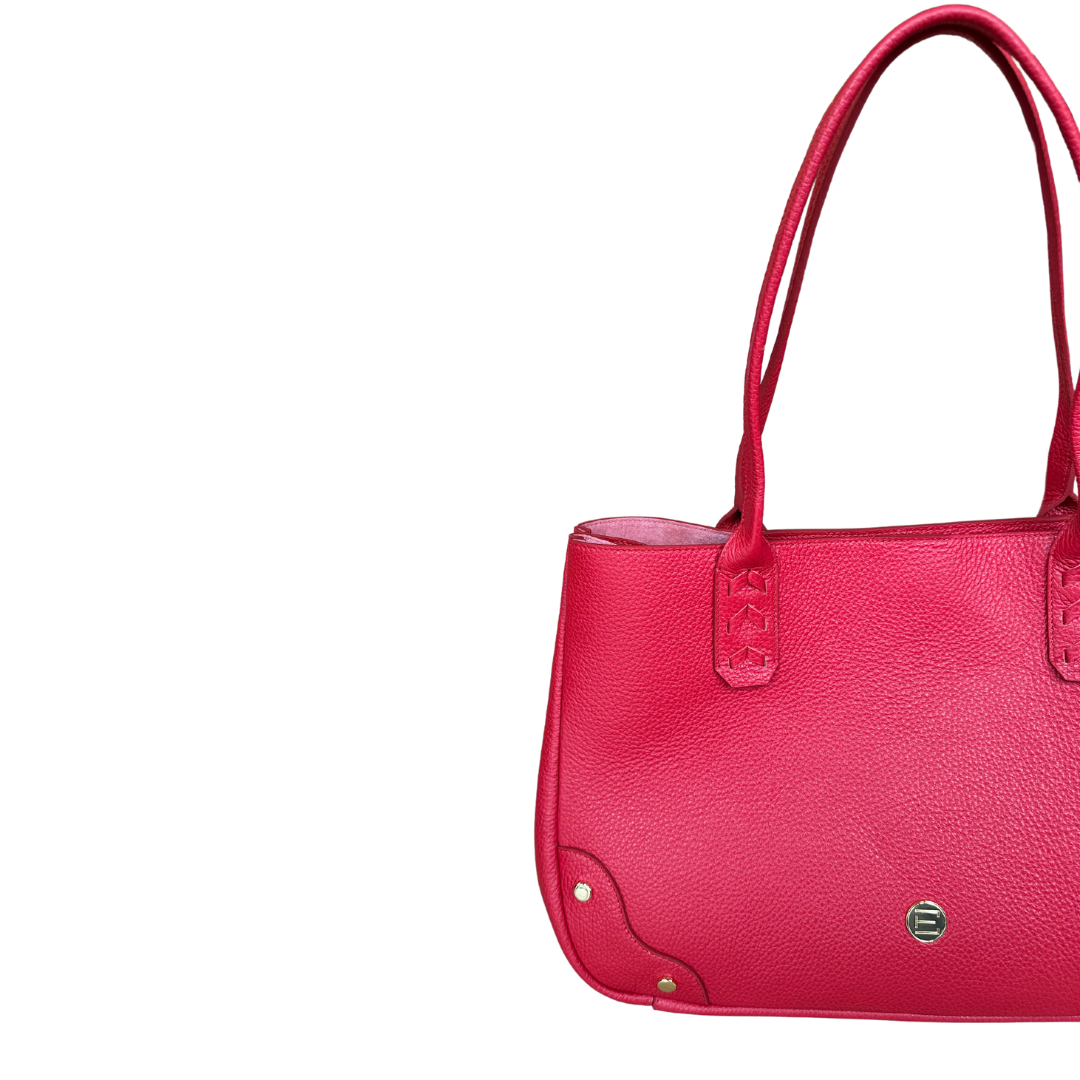 Tammy Tote- Solid Red Pebble Leather