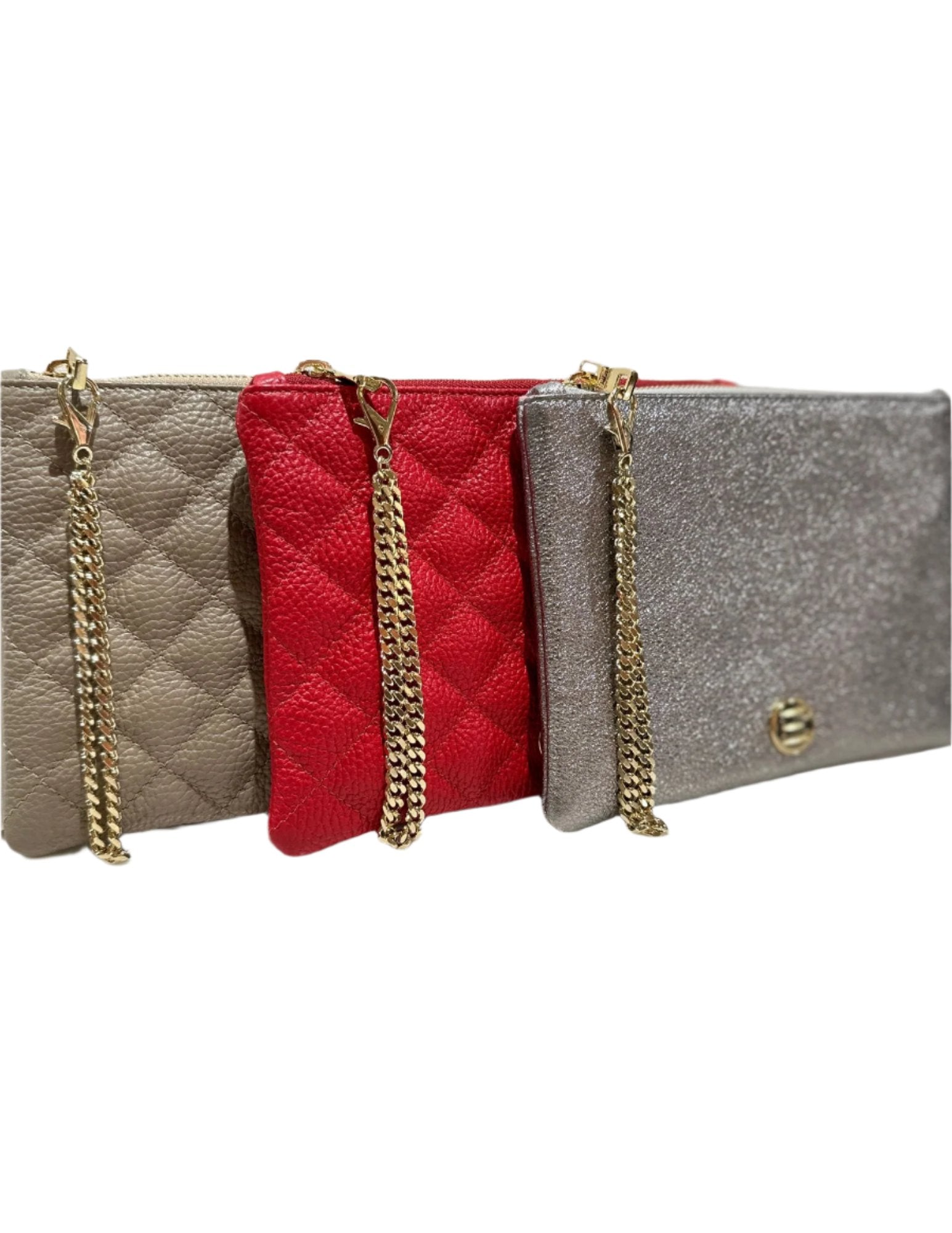 Pre Order Now: Gigi Zip Pouch- Taupe Solid Pebble Quilted Leather