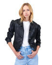 Ariel Puff Sleeve Burnished Leather Jacket