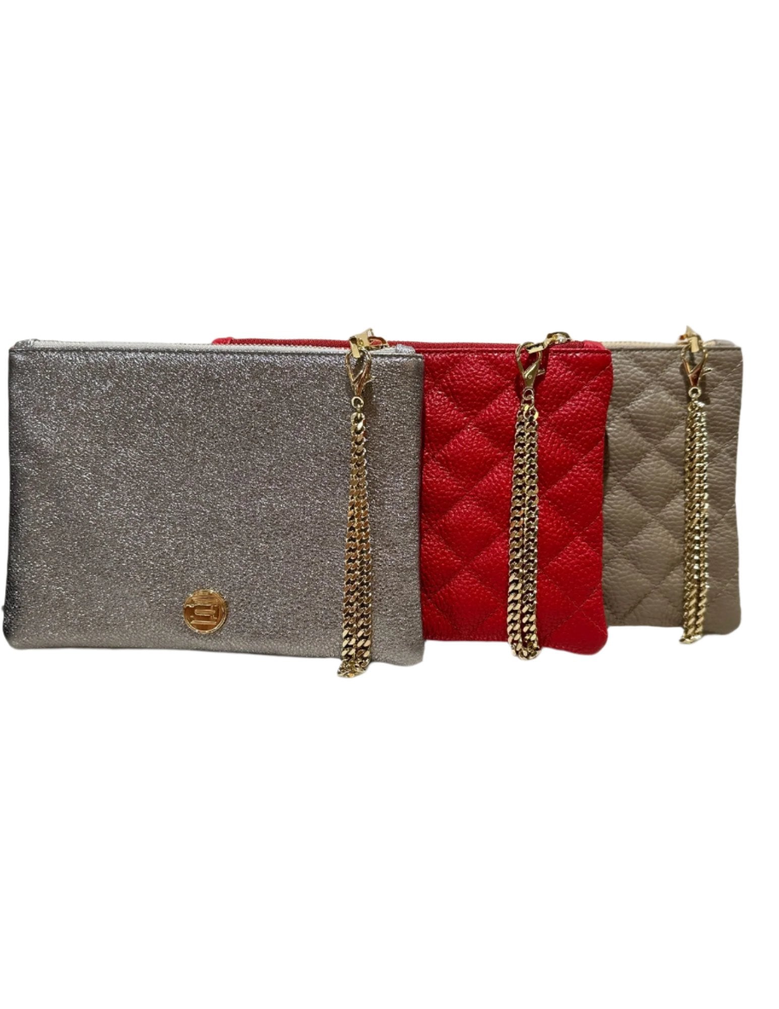 Pre Order Now: Gigi Zip Pouch- Red Solid Pebble Quilted Leather