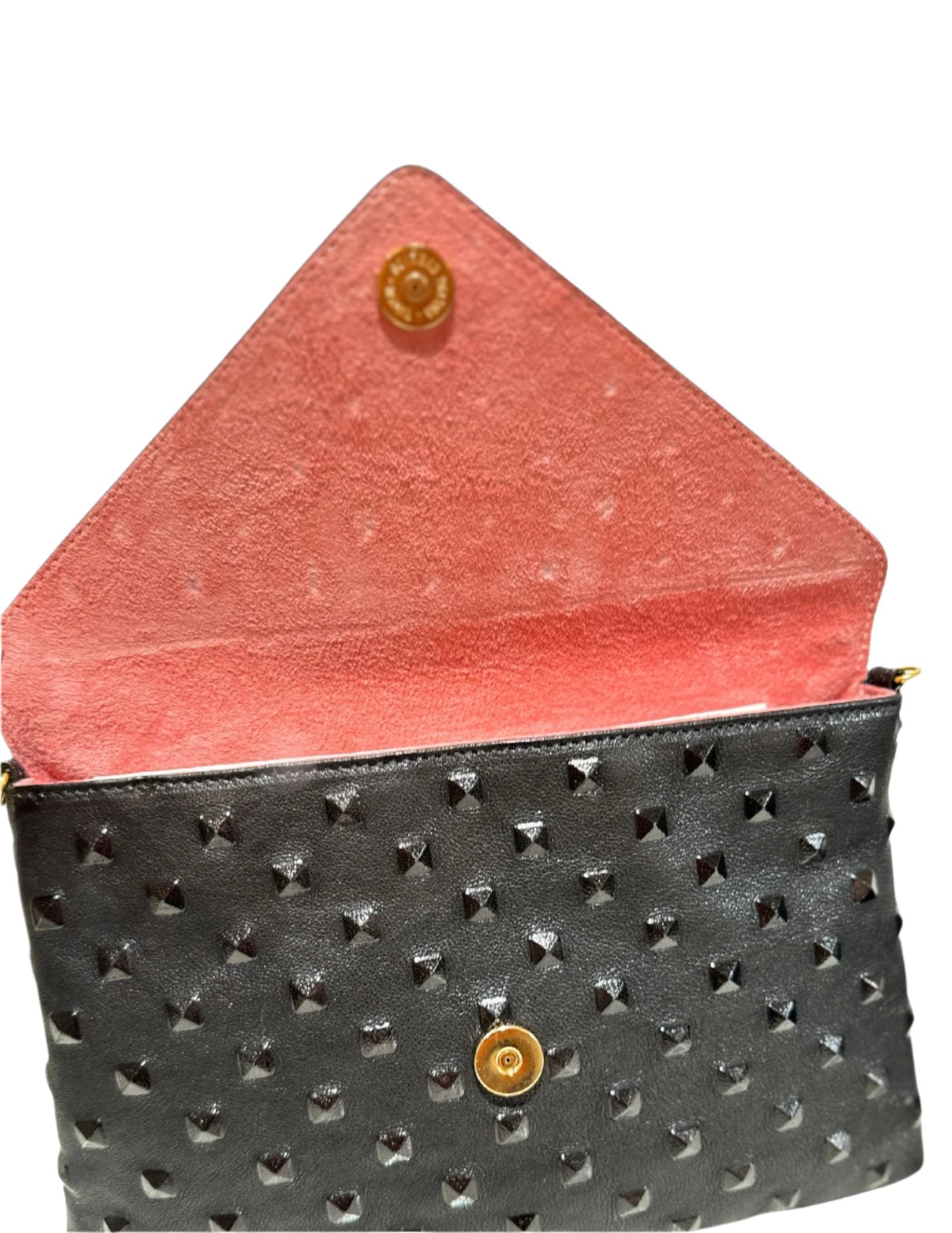 Bella Clutch- Black Embossed Studded Leather