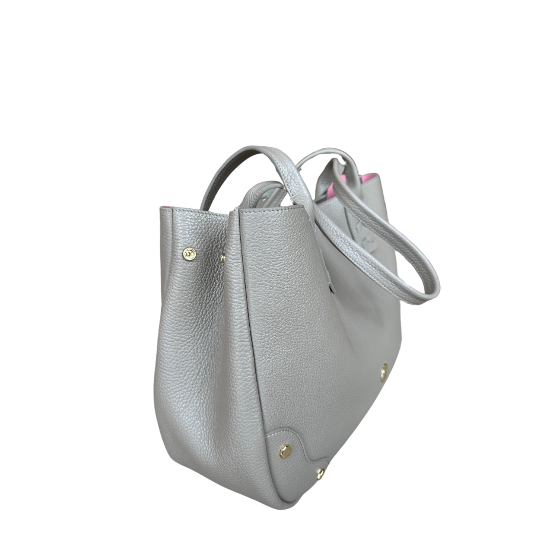 Tammy Tote- Solid Taupe Pebble Leather