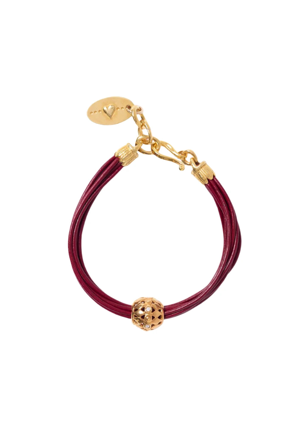 James Leather Bracelet- Garnet