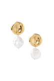 Two Tiered White Keshi Pearl Earrings