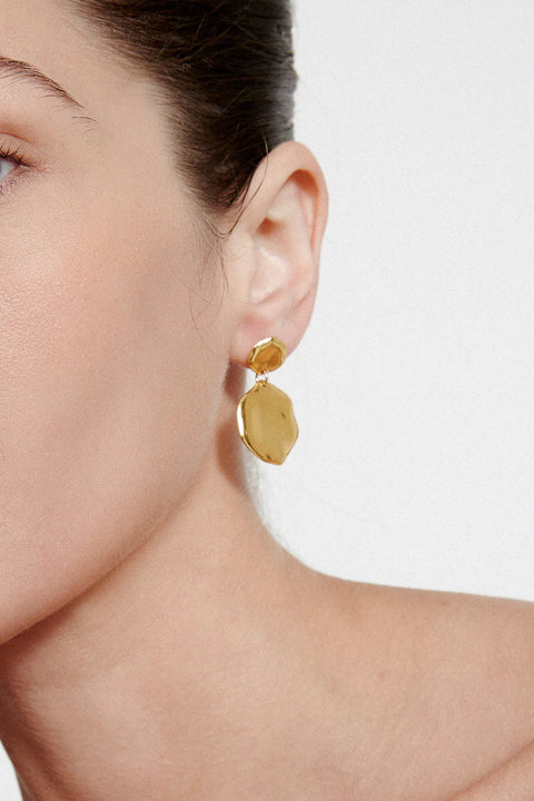 Fortuna Yellow Gold Coin Earrings