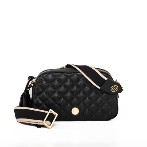 Jackie Camera Bag- Black Quilted Pebble Leather