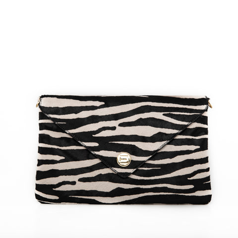 Bella Clutch- Zebra Haircalf