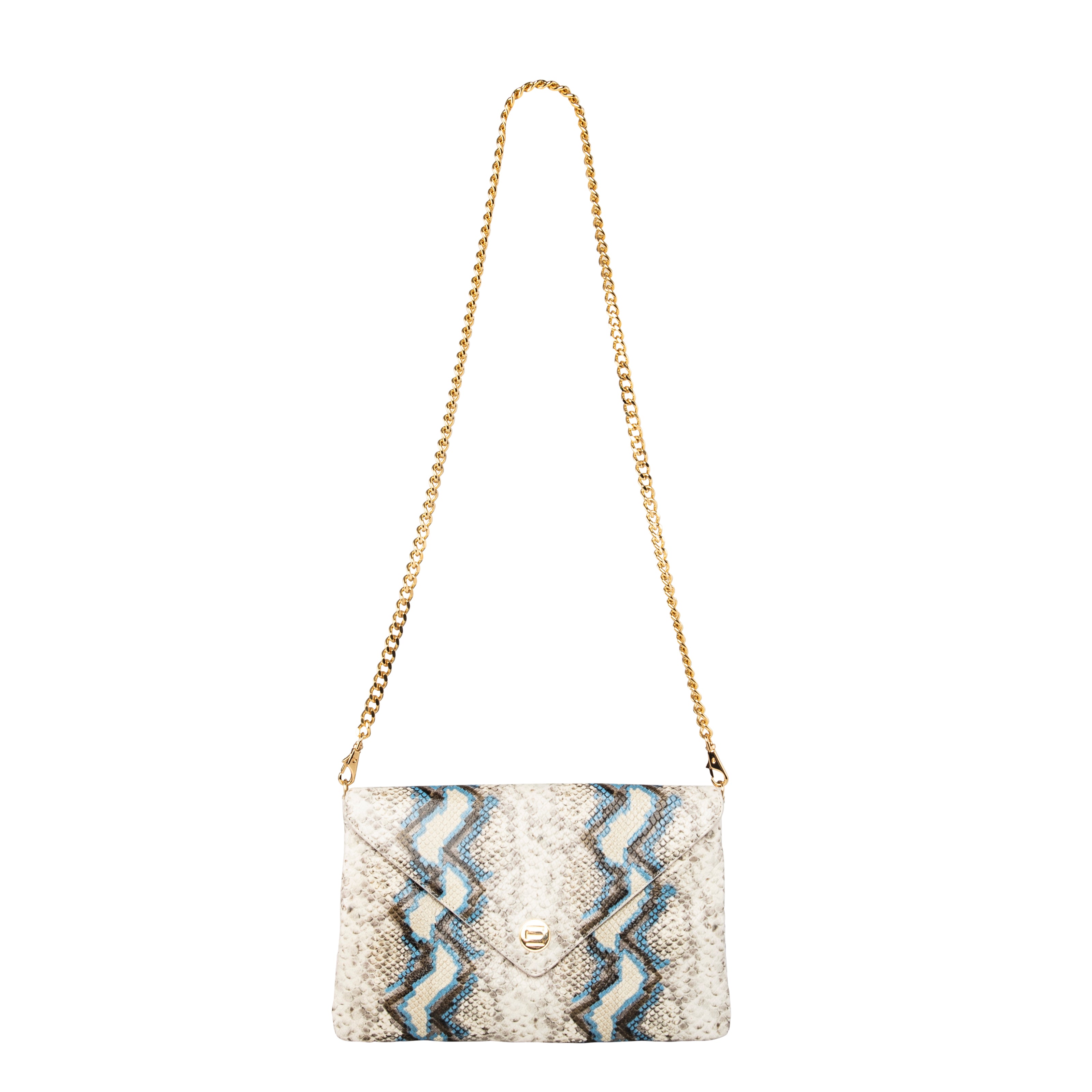 Bella Clutch- Blue Multi Python