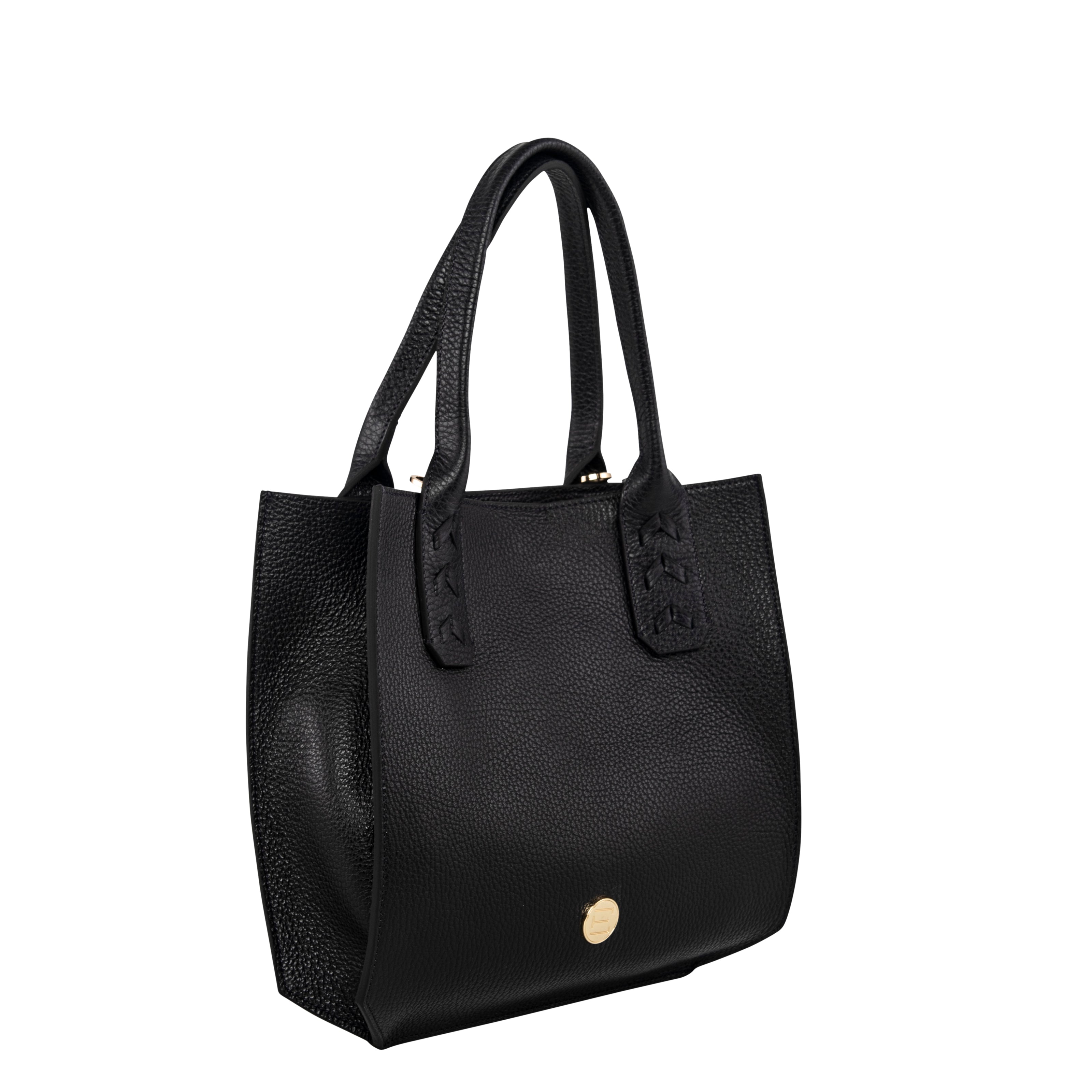 Mauney Satchel Bag- Black Solid Pebble