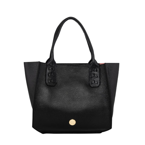 Mauney Satchel Bag- Black Solid Pebble