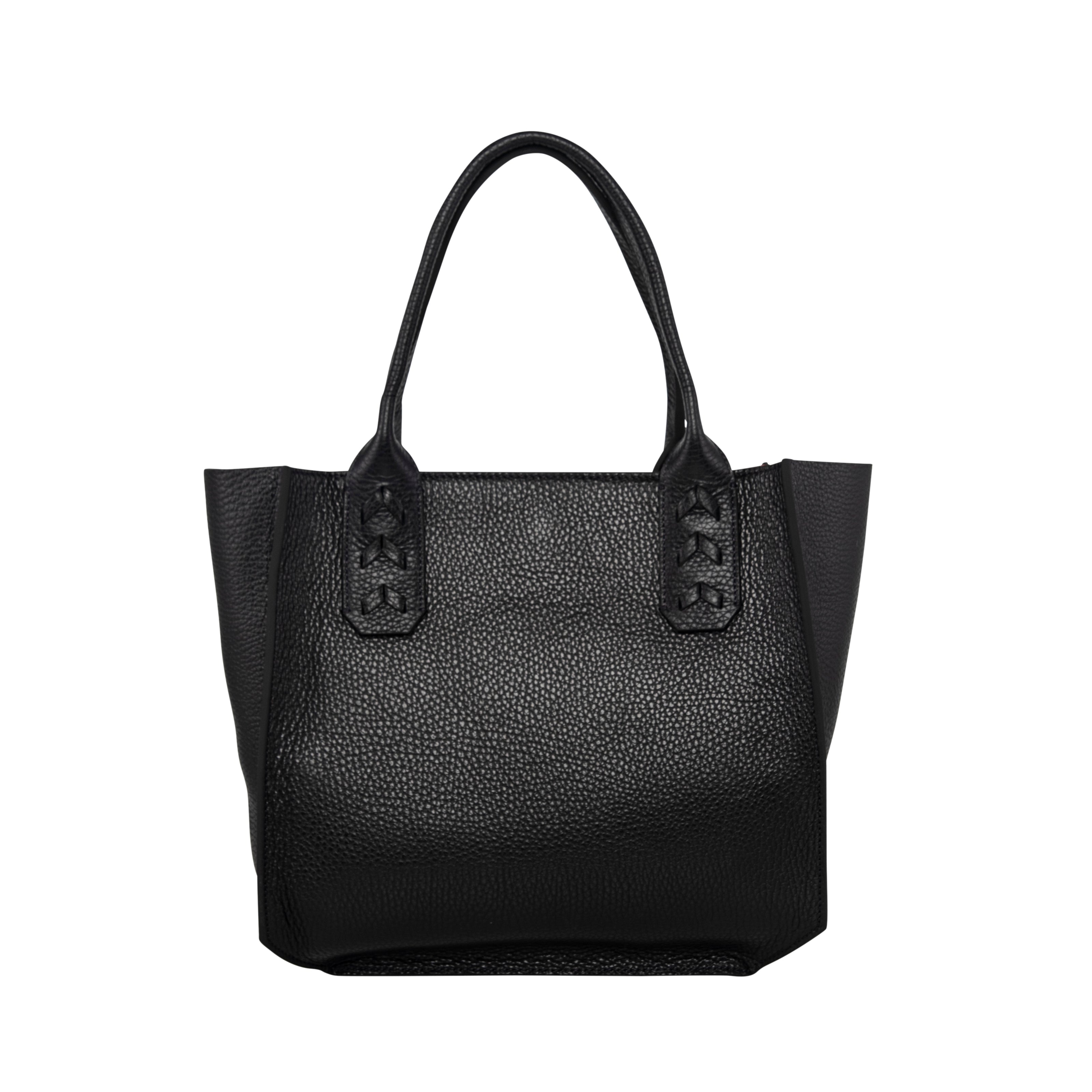 Mauney Satchel Bag- Black Solid Pebble