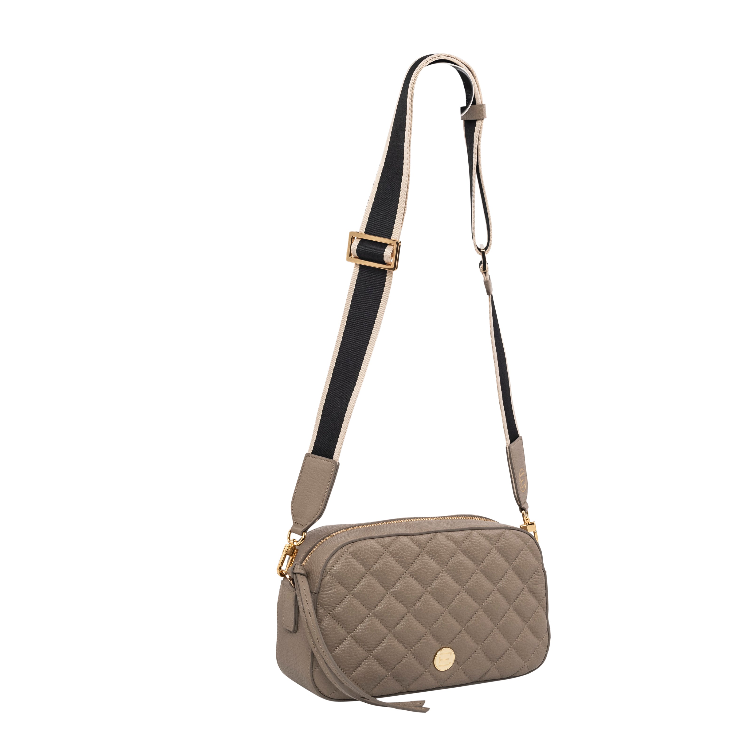 Jackie Camera Bag- Taupe Quilted Pebble Leather