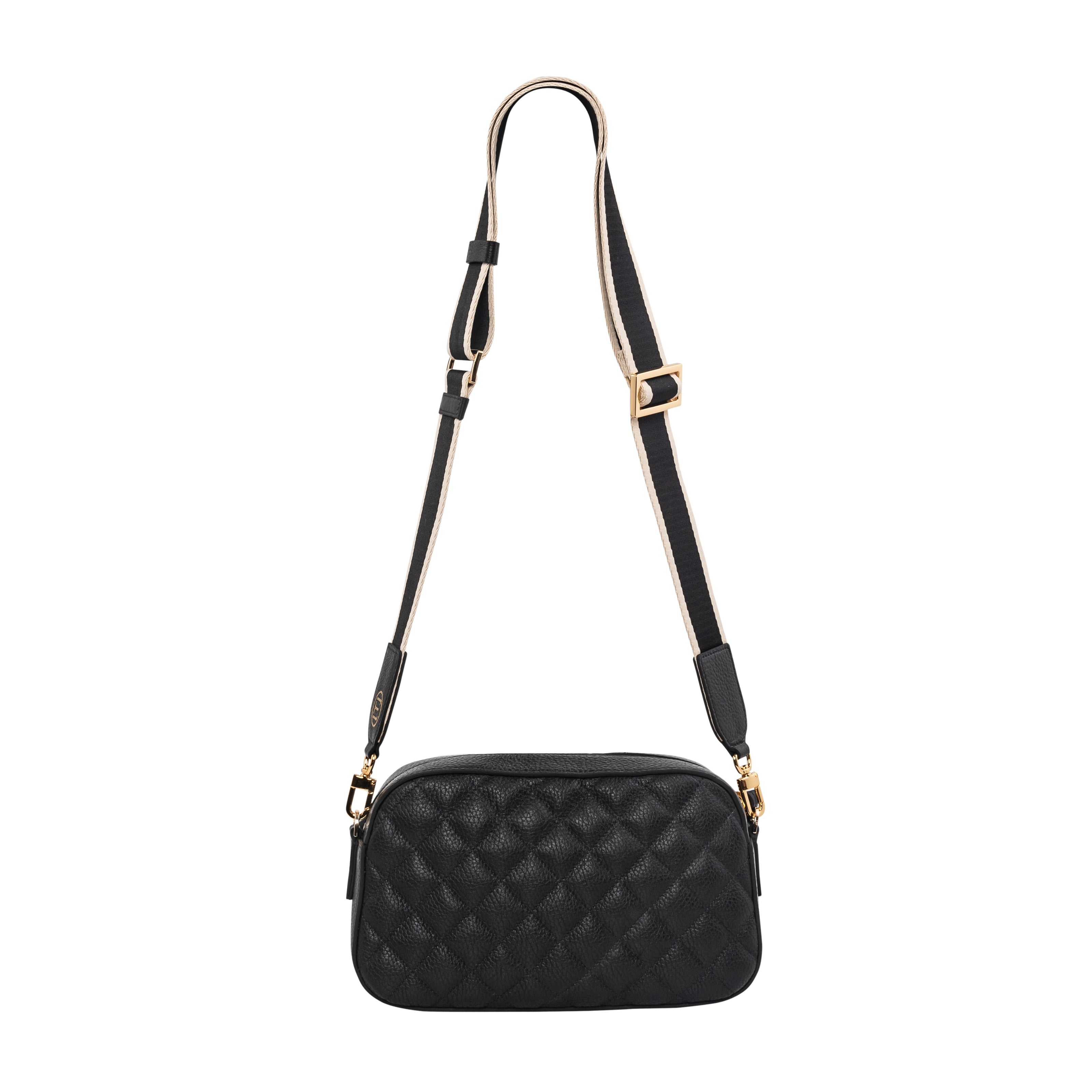 Jackie Camera Bag- Black Quilted Pebble Leather