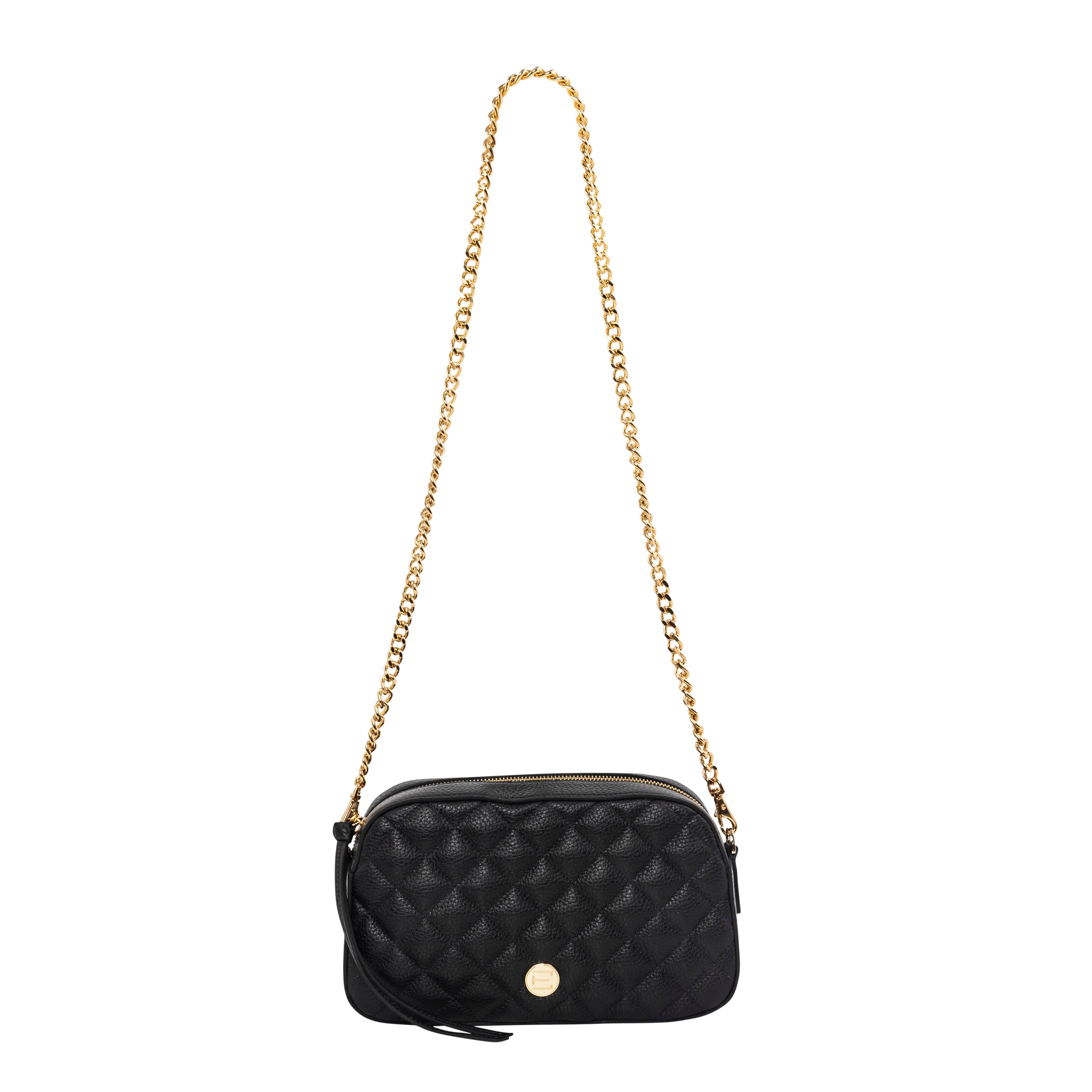 Jackie Camera Bag- Black Quilted Pebble Leather