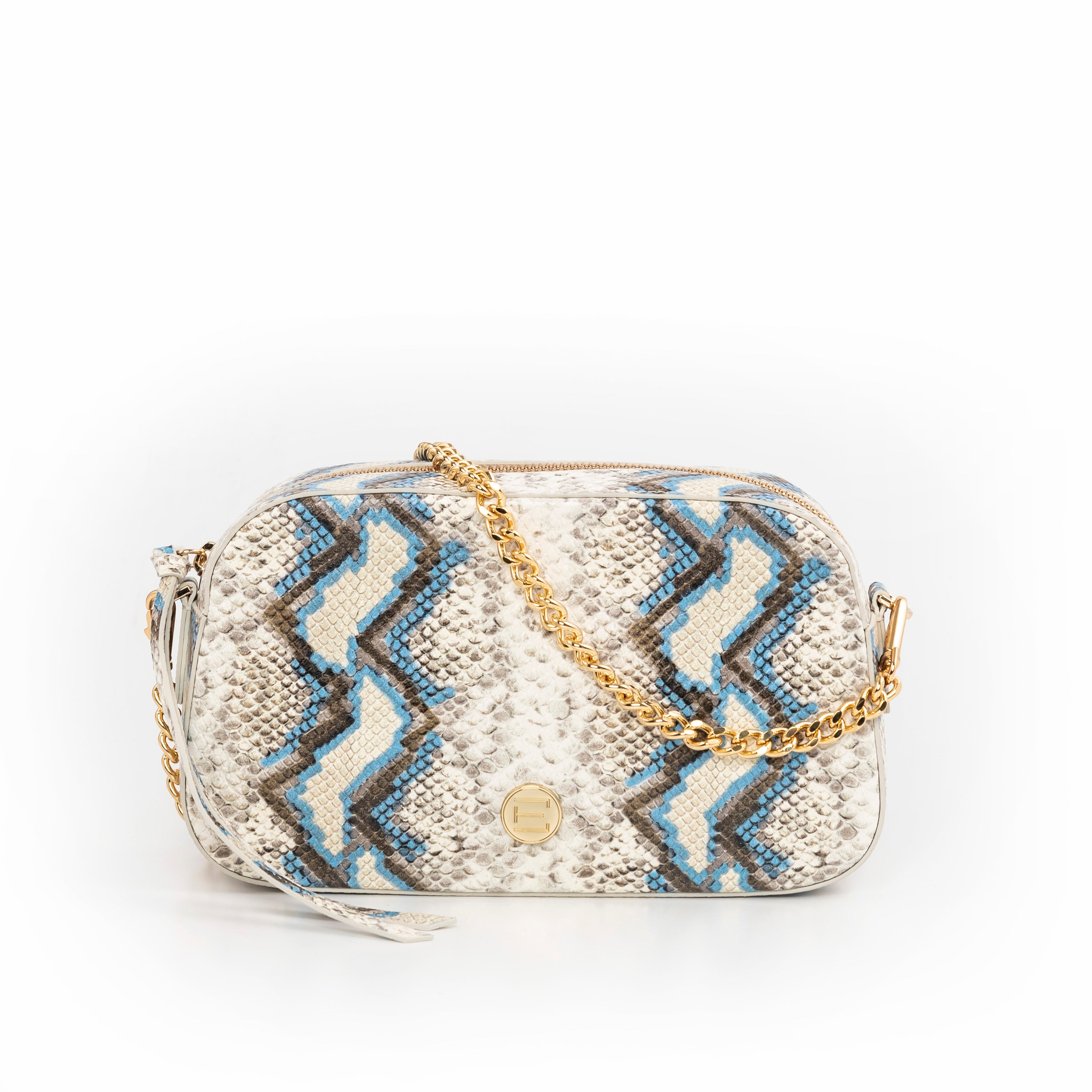 Jackie Camera Bag- Blue Multi Python