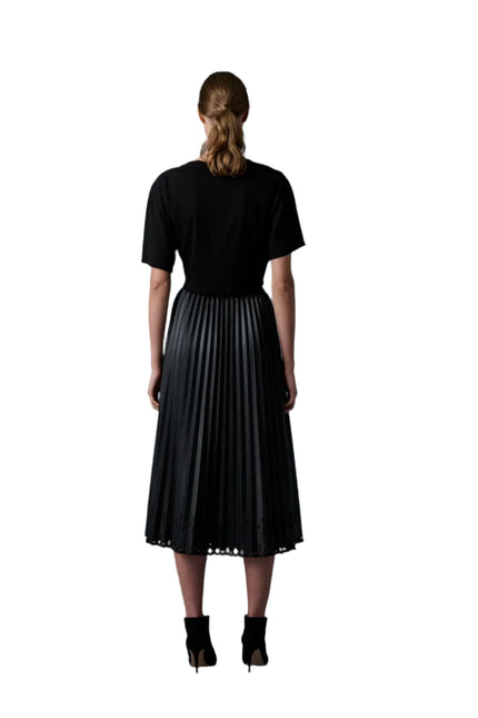 Pleats To Meet You Black Vegan Leather Skirt