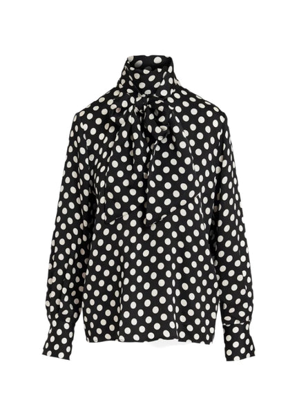 Black & White Polka Dot Bow Blouse