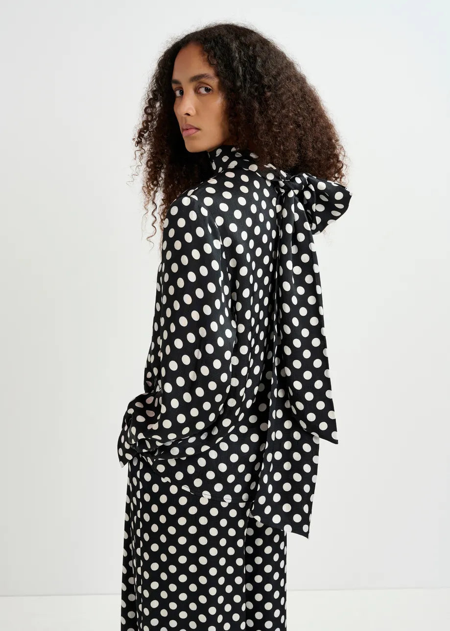 Black & White Polka Dot Bow Blouse