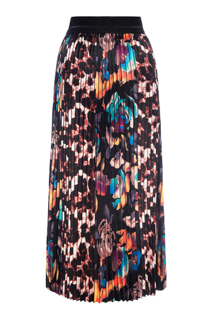 Electric Garden Pleated Midi Skirt