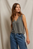 Margot Cotton Sleeveless V Neck Tee