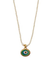 Mya White Pearl Evil Eye Necklace