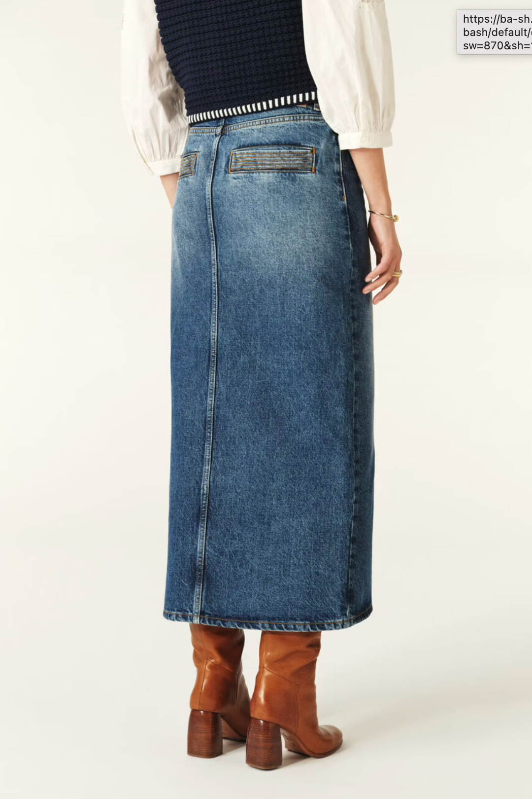 Math Denim Midi Skirt