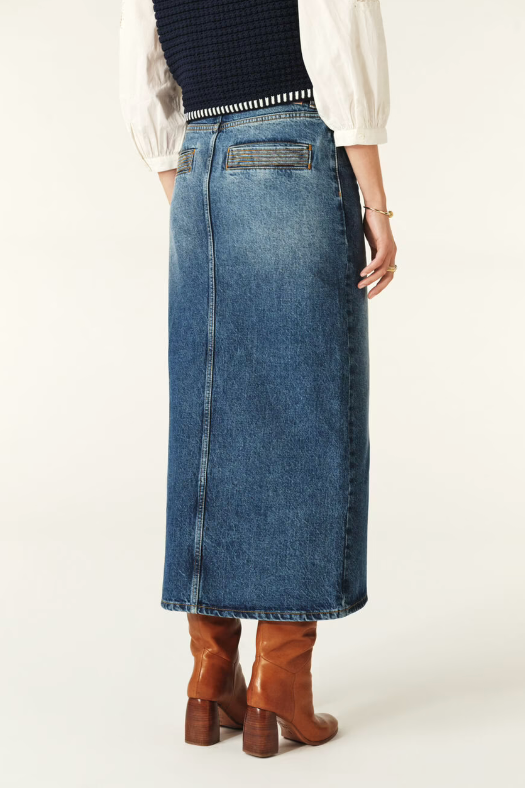 Math Denim Midi Skirt