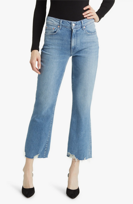 Bella Crop Flare Frayed Hem Jeans- Beach House