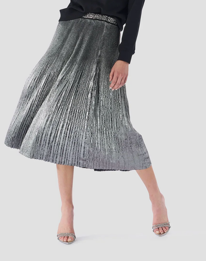 Foil Pleated Skirt