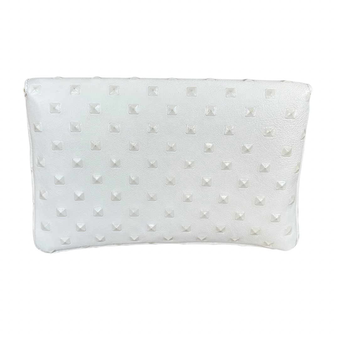 Pre Order Now: Bella Clutch- White Embossed Studded Leather