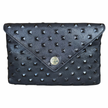 Bella Clutch- Black Embossed Studded Leather