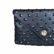 Bella Clutch- Black Embossed Studded Leather