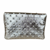 Bella Clutch- Silver Embossed Studded Leather