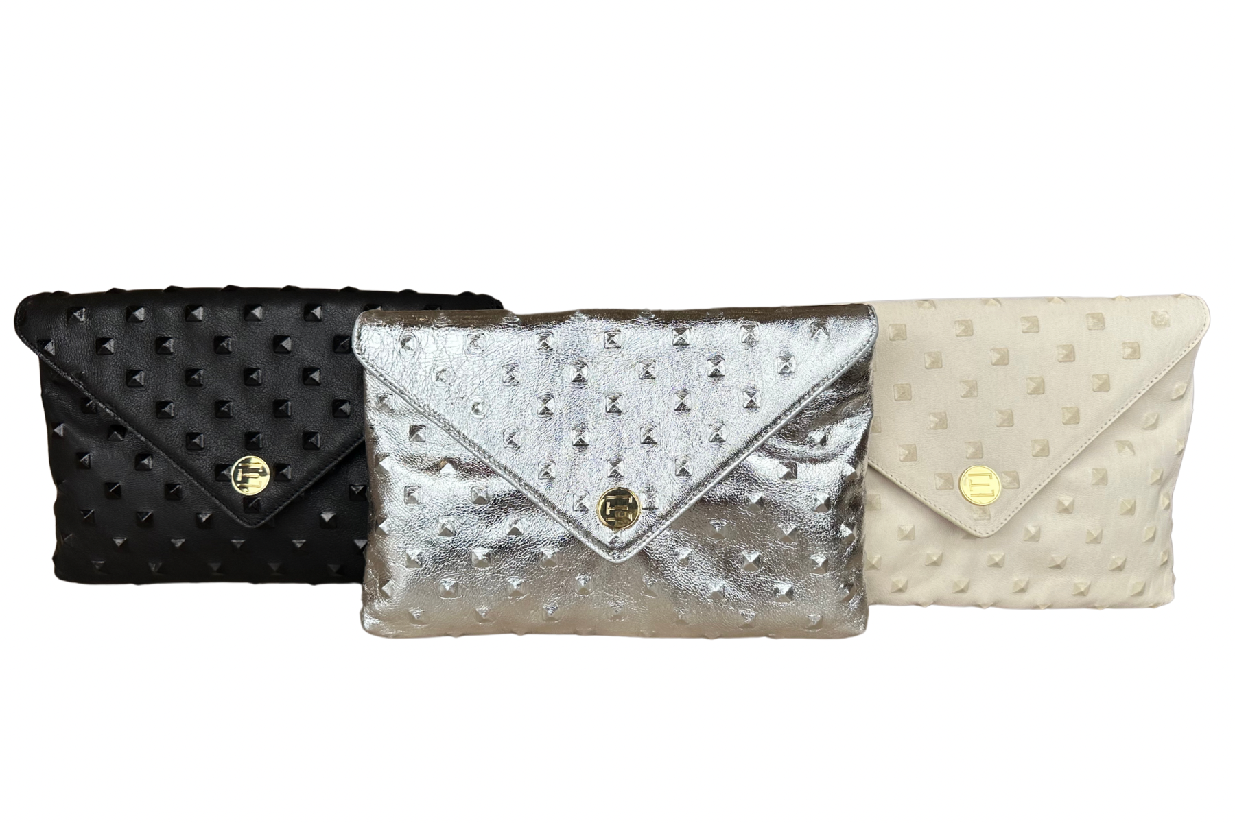 Bella Clutch- Silver Embossed Studded Leather