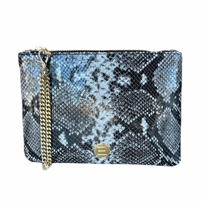 Gigi Zip Pouch- Tonal Gray Python