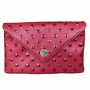 Bella Clutch- Red Embossed Studded Leather