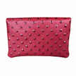 Bella Clutch- Red Embossed Studded Leather