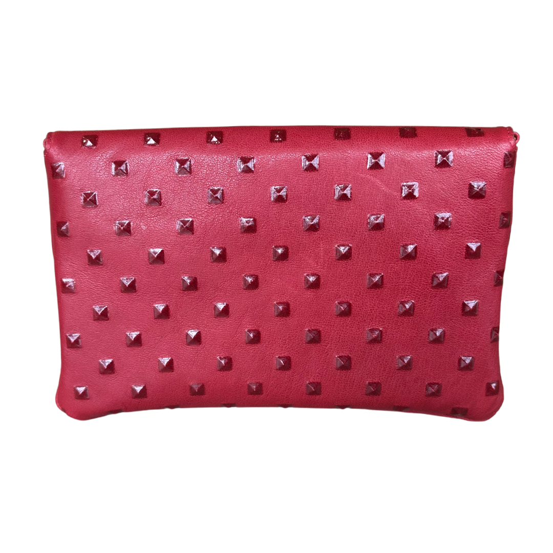 Bella Clutch Red Embossed Studded Leather Edit by Elaine Turner