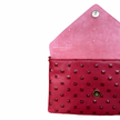 Bella Clutch- Red Embossed Studded Leather