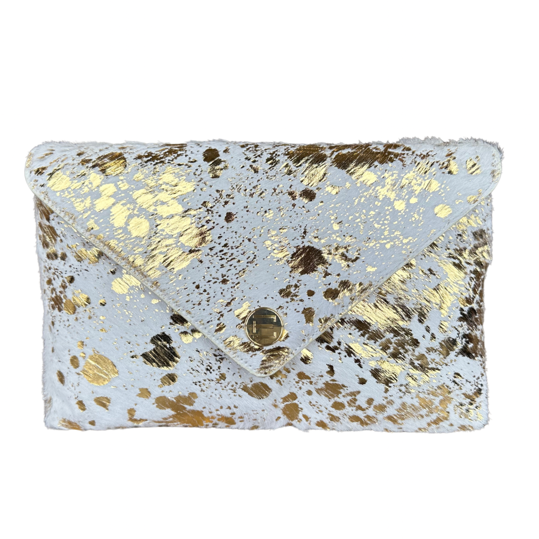 Bella Clutch- Metallic Cowhide